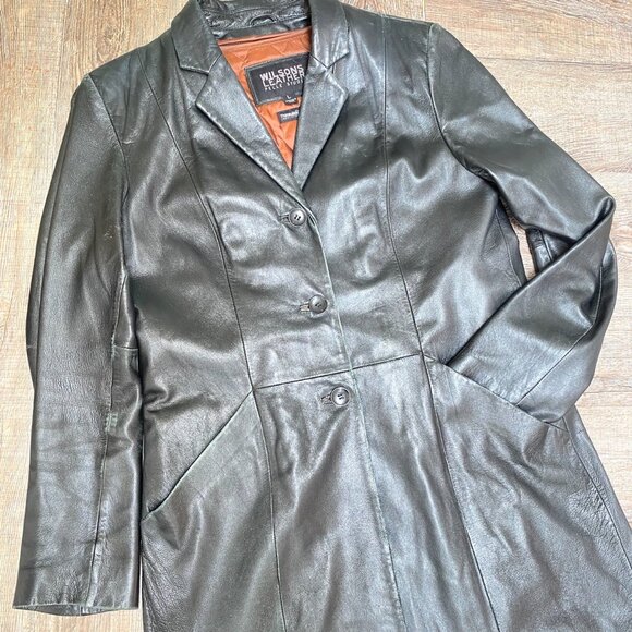 WILSONS Womens Distressed Soft Leather Jacket Size L Button Grunge 90s Y2K Goth - Picture 9 of 16